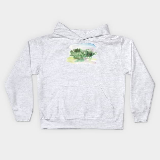 Abstract Watercolor Landscape Kids Hoodie by LThomasDesigns